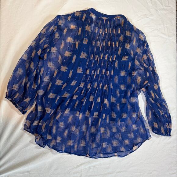 Paradigma women’s sheer 3/4 sleeve blue top. Size XS. 2 layer. Flowy. Workwear - Picture 5 of 6